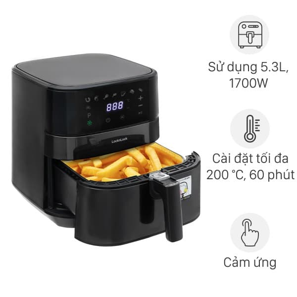 Nồi chiên không dầu Lock&Lock 5.5 lít EJF284BLK