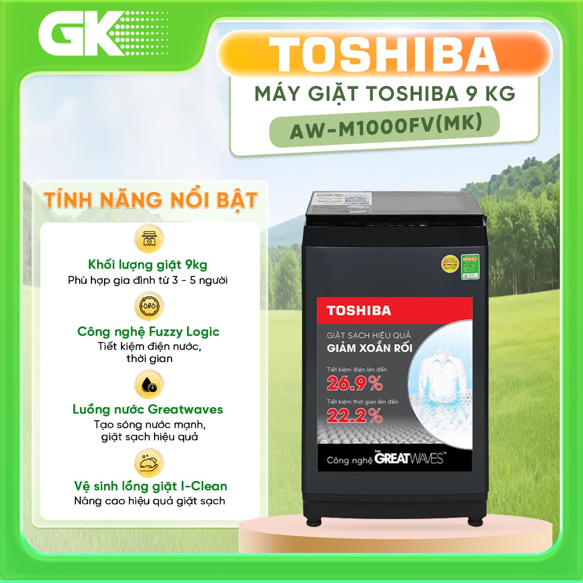 Máy giặt Toshiba 9.0kg AW-M1000FVMK - Hàng chính hãng chỉ giao HCM