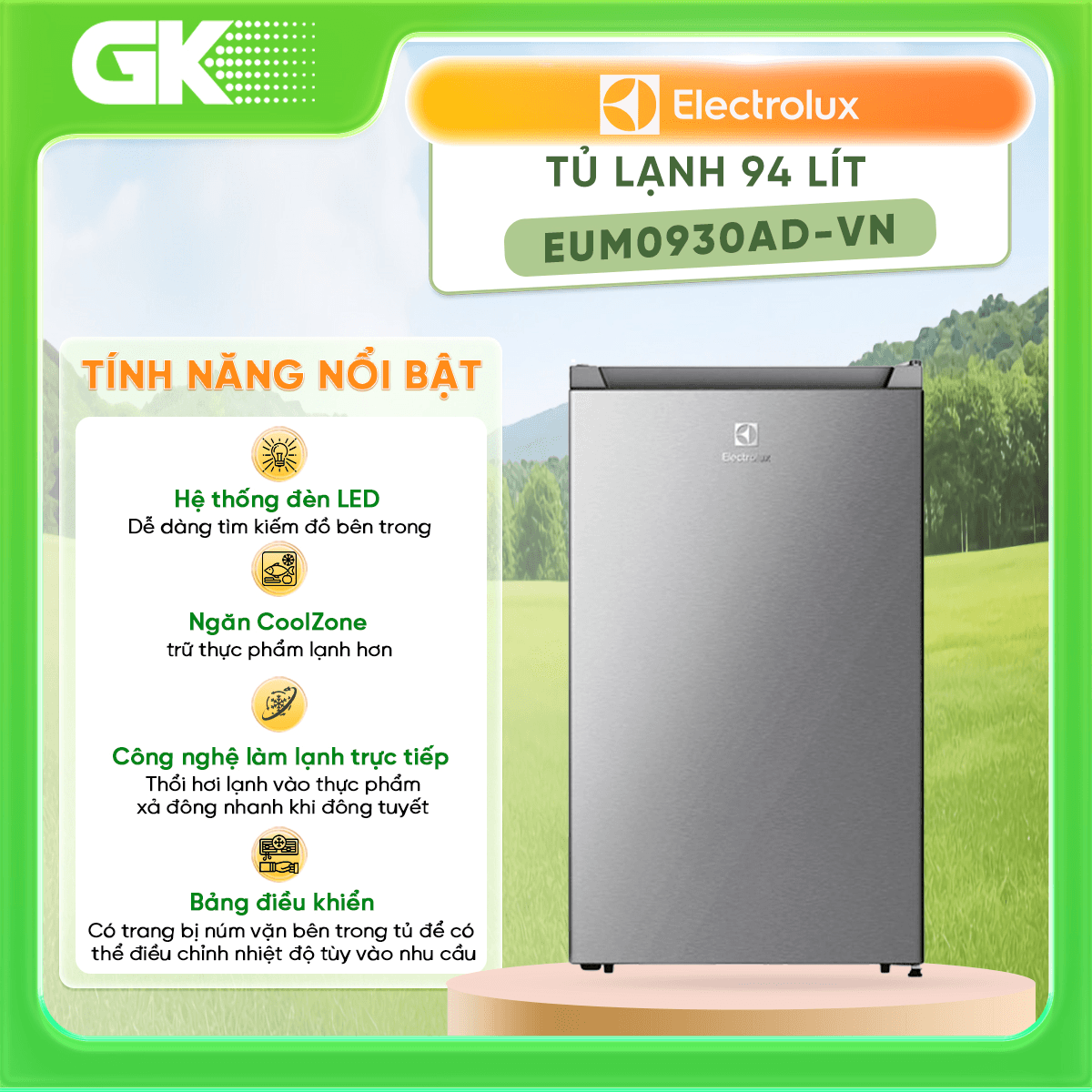 Tủ lạnh Electrolux 94 Lít EUM0930AD-VN - Hàng chính hãng chỉ giao HCM