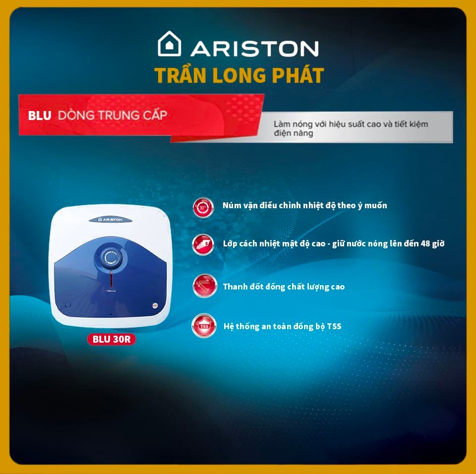 Máy Nước Nóng Ariston SL BLU 30 - 2.5 - FE 2500W Hàng Chính Hãng