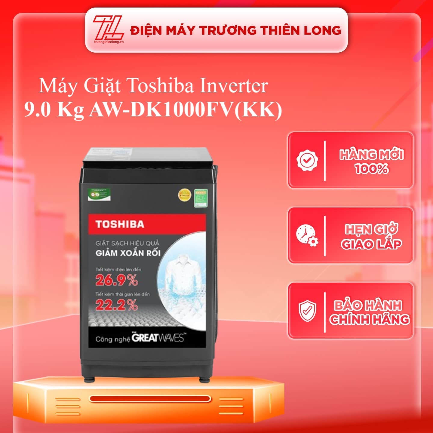 Máy giặt cửa trên Toshiba Inverter 9.0 kg AW-DK1000FVKK Model 2020 - Chỉ giao HCM
