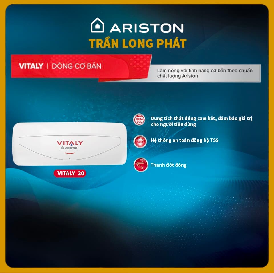 Máy Nước Nóng Gián Tiếp Ariston Vitaly Slim 20L